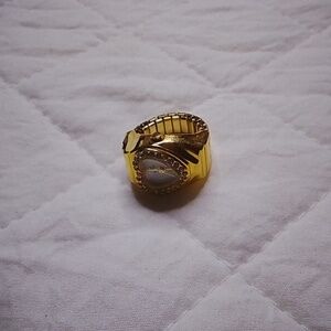 Vintage Heart Rhinestone Ring Watch